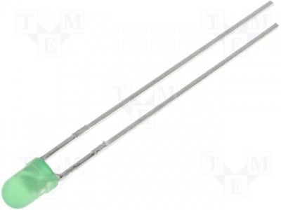 Светодиод L-934GD LED; 3mm; зелен; 8-32mcd; 60°